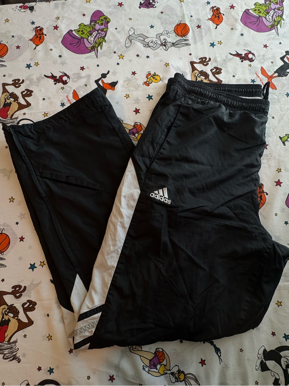 adidas Black Joggers with White Side Panel
